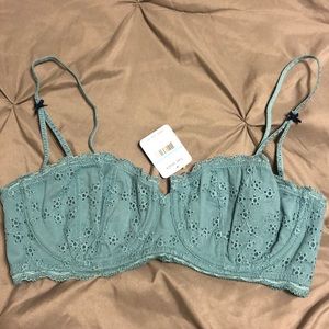 Free People Denim Blue Eyelet Bra